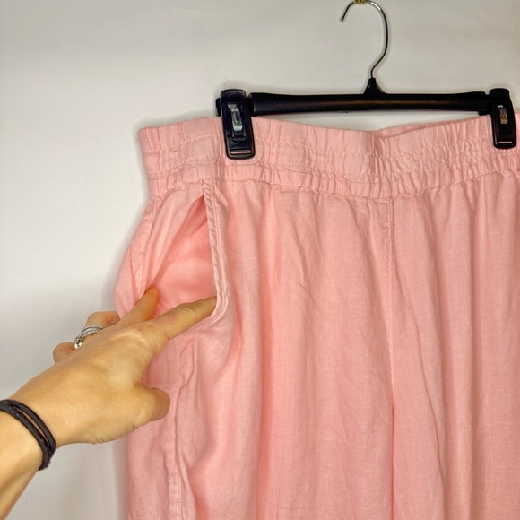 Tommy Bahama Women’s 100% Linen Wide Leg High Waisted Pink Pull On Pants Size L - Picture 3 of 8